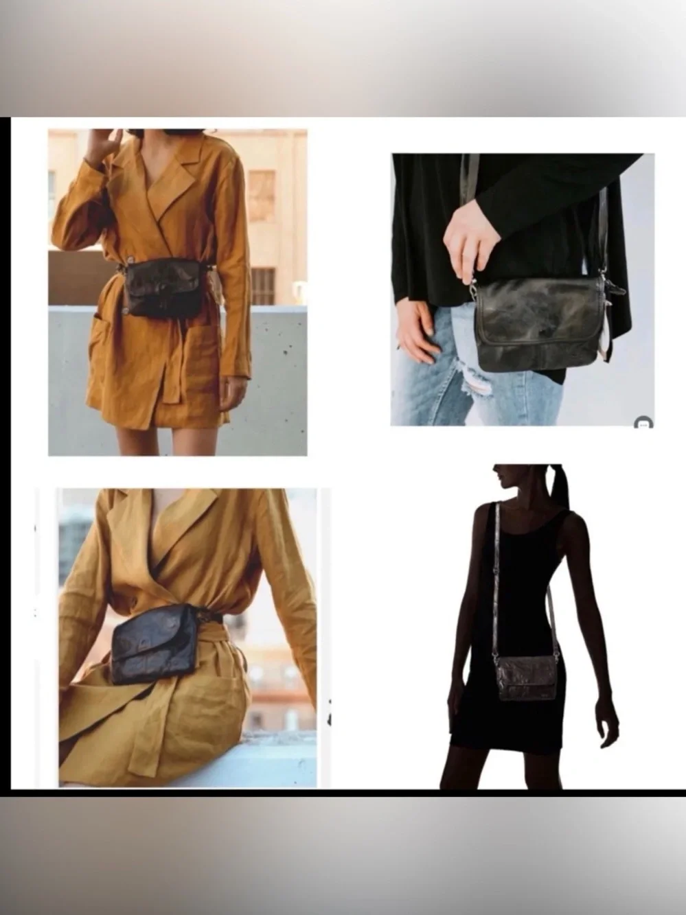NWT Bed Stu Leather Ziggy Clutch Crossbody Belt Bag Black DD Retail $185